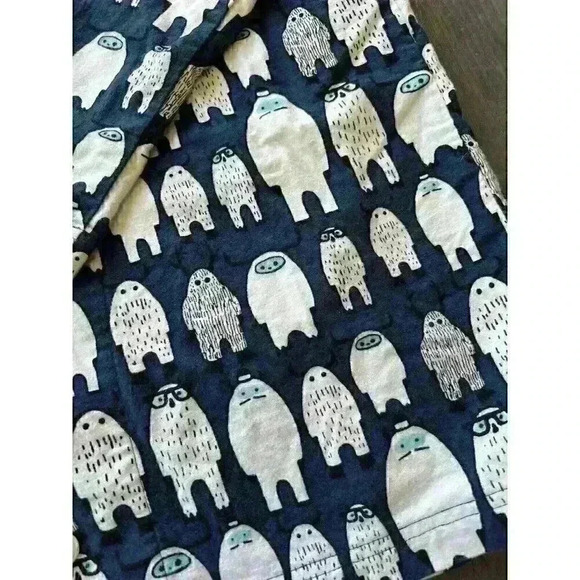 POTTERY BARN TEEN Flannel Pajama Button Shirt Abominably Awesome Yeti Size Large - Picture 5 of 8